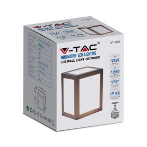 LED Επιτοίχιο Φωτιστικό Εξωτερικού Χώρου Γκρι12W IP65 Θερμό  3000K V-TAC – 218337
