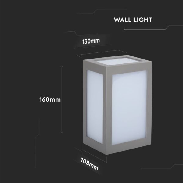 LED Επιτοίχιο Φωτιστικό Εξωτερικού Χώρου Γκρι12W IP65 Θερμό  3000K V-TAC – 218337