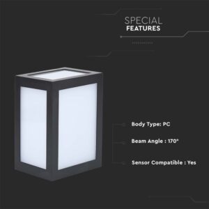 LED αδιάβροχο φωτιστικό 12W IP65 4000K Φυσικό  με μαύρο σώμα V-TAC – 218341