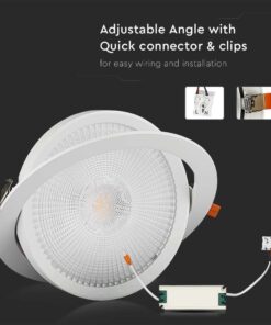 LED Φωτιστικό Χωνευτό COB Ρυθμιζόμενο 10W V-TAC PRO Samsung Chip 25° 1040lm Φ95 Θερμό 3000K – 21839