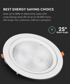 LED Φωτιστικό Χωνευτό COB Ρυθμιζόμενο 10W V-TAC PRO Samsung Chip 25° 1040lm Φ95 Θερμό 3000K – 21839