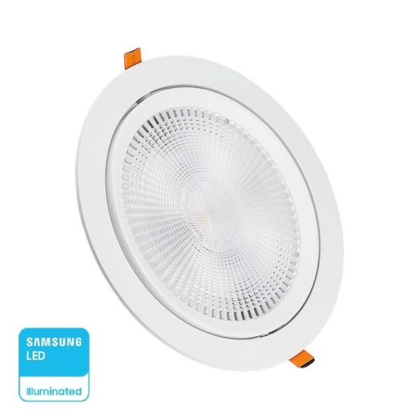 LED Φωτιστικό Χωνευτό COB Ρυθμιζόμενο 30W V-TAC PRO Samsung Chip 50° 2970lm Φ225 Φυσικό 4000K – 21846