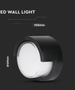 LED αδιάβροχη απλίκα 12W IP65 3000K Θερμό λευκό Μαύρο σώμα στρογγυλή V-TAC – 218537
