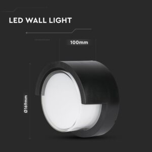 LED αδιάβροχη απλίκα 12W IP65 3000K Θερμό λευκό Μαύρο σώμα στρογγυλή V-TAC – 218537