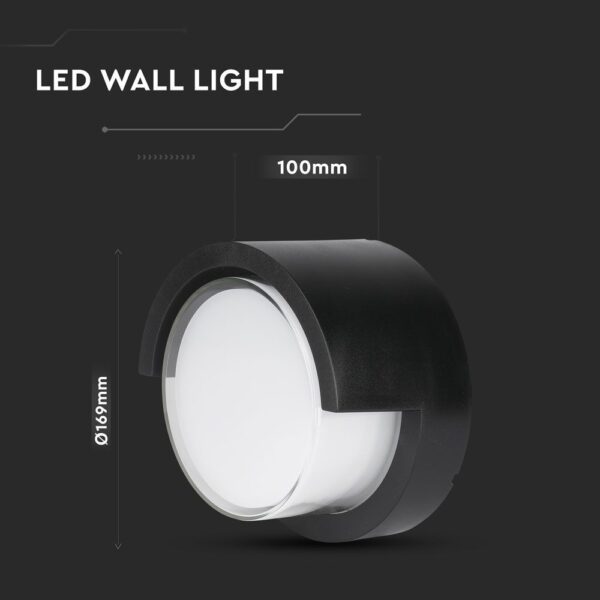 LED αδιάβροχη απλίκα 12W IP65 3000K Θερμό λευκό Μαύρο σώμα στρογγυλή V-TAC – 218537