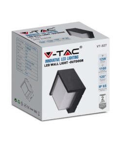 LED αδιάβροχη απλίκα 12W IP65 3000K Θερμό Μαύρο σώμα τετράγωνη V-TAC – 218539