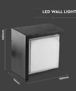 LED αδιάβροχη απλίκα 12W IP65 3000K Θερμό Μαύρο σώμα τετράγωνη V-TAC – 218539