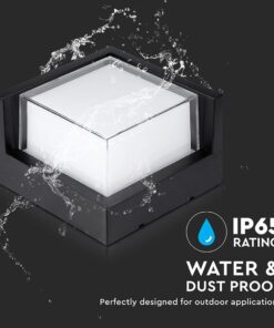 LED αδιάβροχη απλίκα 12W IP65 4000K Φυσικό λευκό Μαύρο σώμα τετράγωνη V-TAC – 218540