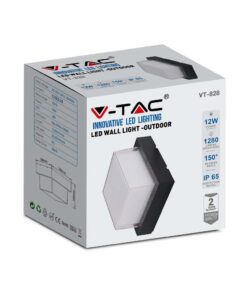 LED αδιάβροχη απλίκα 12W IP65 Μαύρο σώμα τετράγωνη V-TAC Φυσικό 4000K – 218544