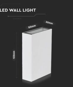 LED Φωτιστικό Τοίχου Up-Down Λευκό 4W V-TAC IP65 Θερμό 3000K – 218560