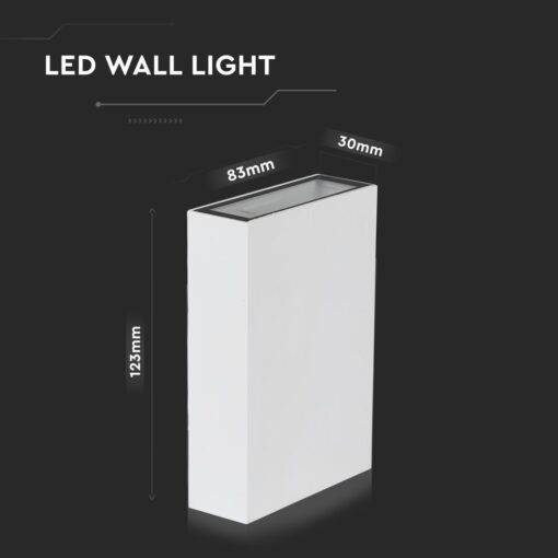 LED Φωτιστικό Τοίχου Up-Down Λευκό 4W V-TAC IP65 Θερμό 3000K – 218560