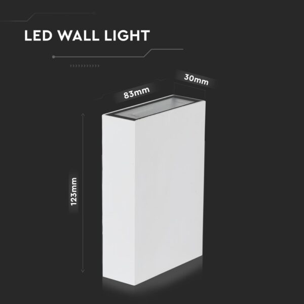 LED Φωτιστικό Τοίχου Up-Down Λευκό 4W V-TAC IP65 Θερμό 3000K – 218560