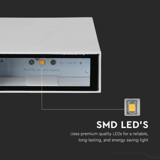 LED Φωτιστικό Τοίχου Up-Down Λευκό 4W V-TAC IP65 Θερμό 3000K – 218560