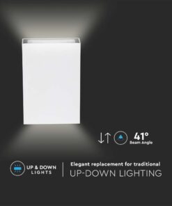 LED Φωτιστικό Τοίχου Up-Down Λευκό 4W V-TAC IP65 Θερμό 3000K – 218560