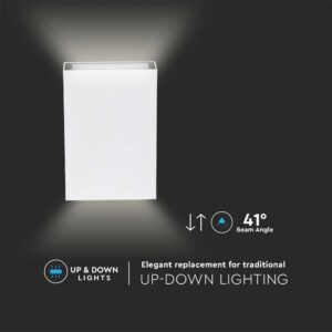 LED Φωτιστικό Τοίχου Up-Down Λευκό 4W V-TAC IP65 Θερμό 3000K – 218560