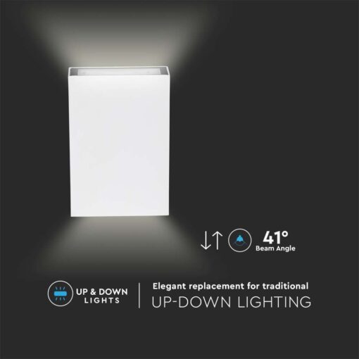 LED Φωτιστικό Τοίχου Up-Down Λευκό 4W V-TAC IP65 Θερμό 3000K – 218560