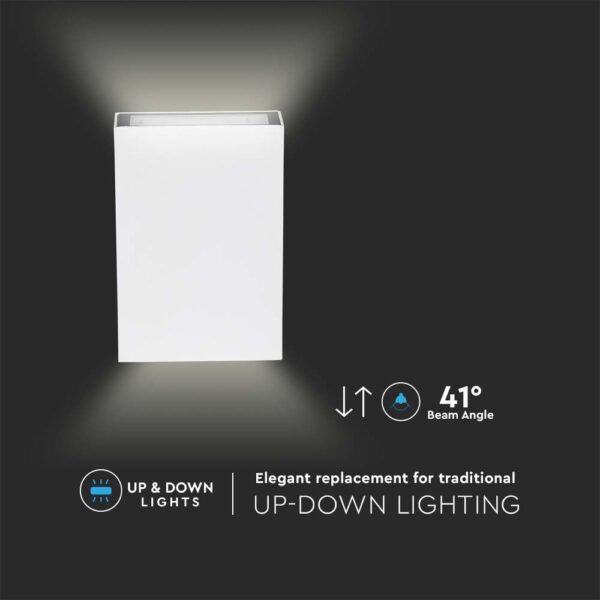 LED Φωτιστικό Τοίχου Up-Down Λευκό 4W V-TAC IP65 Θερμό 3000K – 218560