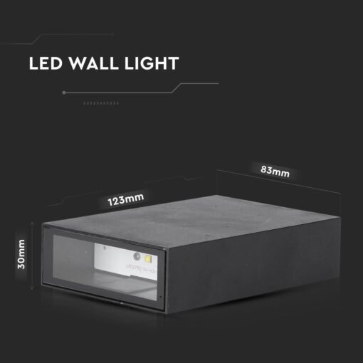 LED Φωτιστικό Τοίχου Up-Down Μαύρο 4W V-TAC IP65 Θερμό 3000K – 218561
