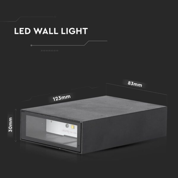 LED Φωτιστικό Τοίχου Up-Down Μαύρο 4W V-TAC IP65 Θερμό 3000K – 218561
