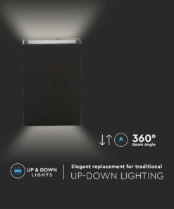 LED Φωτιστικό Τοίχου Up-Down Μαύρο 4W V-TAC IP65 Θερμό 3000K – 218561