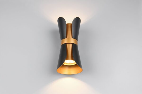 Φωτιστικό Τοίχου Up-Down Μαύρο-Χρυσό COAT 2xGU10 Trio Lighting – 218600280