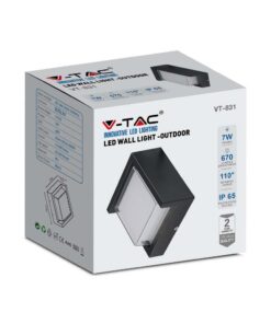 Επιτοίχιο φωτιστικό κήπου 7W IP65 σε μαύρο σώμα τετράγωνο 3000K V-TAC – 218610