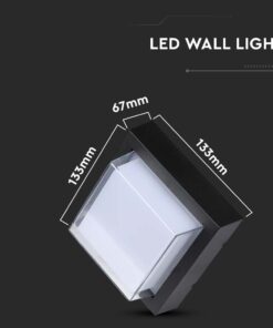 Επιτοίχιο φωτιστικό κήπου 7W IP65 μαύρο σώμα τετράγωνο θερμό 3000K V-TAC – 218612