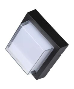 Επιτοίχιο φωτιστικό κήπου 7W IP65 μαύρο σώμα τετράγωνο θερμό 3000K V-TAC – 218612