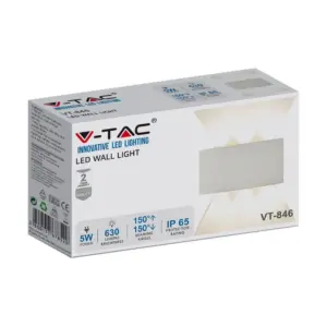 Φωτιστικό Τοίχου 5W LED Up-Down Λευκό V-TAC IP65 Θερμό Λευκό 3000K – 218613