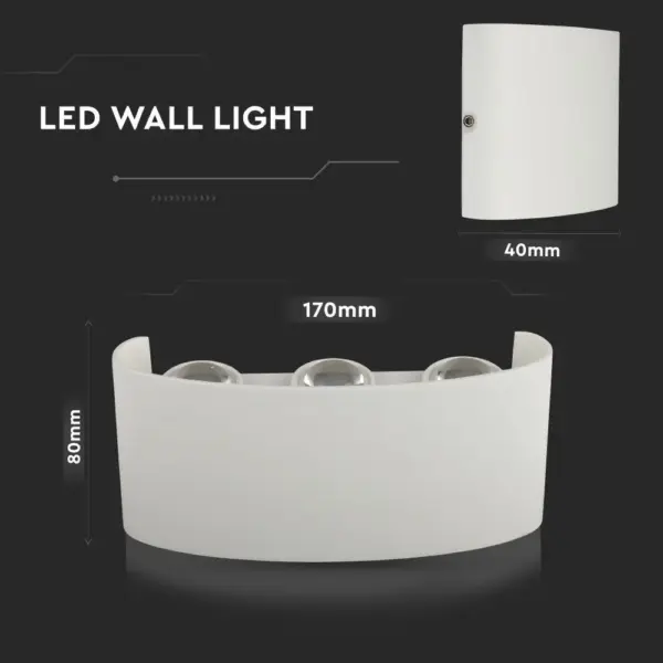 Φωτιστικό Τοίχου 5W LED Up-Down Λευκό V-TAC IP65 Θερμό Λευκό 3000K – 218613