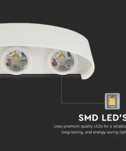 Φωτιστικό Τοίχου 5W LED Up-Down Λευκό V-TAC IP65 Θερμό Λευκό 3000K – 218613