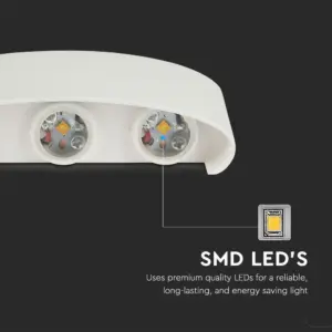 Φωτιστικό Τοίχου 5W LED Up-Down Λευκό V-TAC IP65 Θερμό Λευκό 3000K – 218613