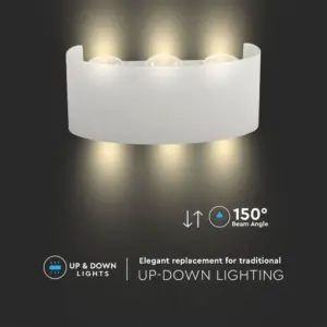 Φωτιστικό Τοίχου 5W LED Up-Down Λευκό V-TAC IP65 Θερμό Λευκό 3000K – 218613