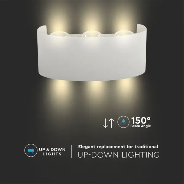 Φωτιστικό Τοίχου 5W LED Up-Down Λευκό V-TAC IP65 Θερμό Λευκό 3000K – 218613