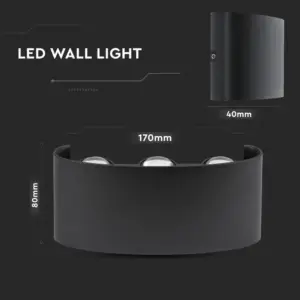 Φωτιστικό Τοίχου 5W LED Up-Down Μαύρο V-TAC IP65 Θερμό Λευκό 3000K – 218615