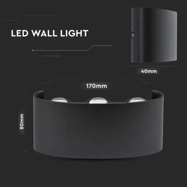 Φωτιστικό Τοίχου 5W LED Up-Down Μαύρο V-TAC IP65 Θερμό Λευκό 3000K – 218615