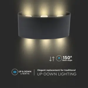 Φωτιστικό Τοίχου 5W LED Up-Down Μαύρο V-TAC IP65 Θερμό Λευκό 3000K – 218615