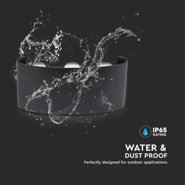 Φωτιστικό Τοίχου 5W LED Up-Down Μαύρο V-TAC IP65 Θερμό Λευκό 3000K – 218615