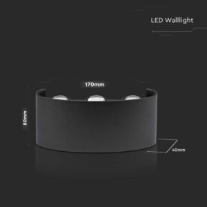 Επιτοίχιο LED φωτιστικό UP-DOWN 5W IP65 μαύρο σώμα 4000K V-TAC – 218616