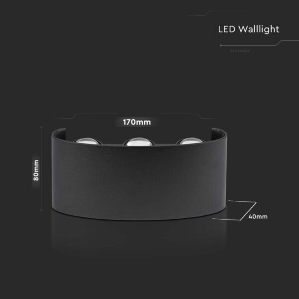 Επιτοίχιο LED φωτιστικό UP-DOWN 5W IP65 μαύρο σώμα 4000K V-TAC – 218616