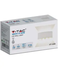 Φωτιστικό Τοίχου 7W LED Up-Down Λευκό V-TAC IP65 Θερμό Λευκό 3000K – 218617