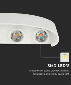 Φωτιστικό Τοίχου 7W LED Up-Down Λευκό V-TAC IP65 Θερμό Λευκό 3000K – 218617