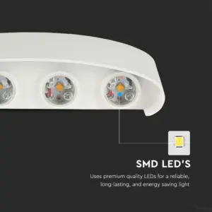 Φωτιστικό Τοίχου 7W LED Up-Down Λευκό V-TAC IP65 Θερμό Λευκό 3000K – 218617