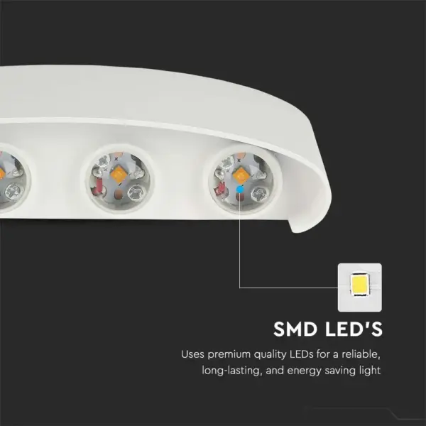 Φωτιστικό Τοίχου 7W LED Up-Down Λευκό V-TAC IP65 Θερμό Λευκό 3000K – 218617