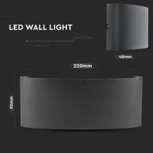 Φωτιστικό Τοίχου 7W LED Up-Down Μαύρο V-TAC IP65 Θερμό Λευκό 3000K – 218619