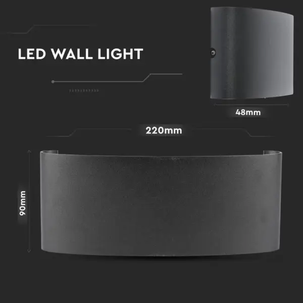 Φωτιστικό Τοίχου 7W LED Up-Down Μαύρο V-TAC IP65 Θερμό Λευκό 3000K – 218619