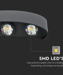 Φωτιστικό Τοίχου 7W LED Up-Down Μαύρο V-TAC IP65 Θερμό Λευκό 3000K – 218619
