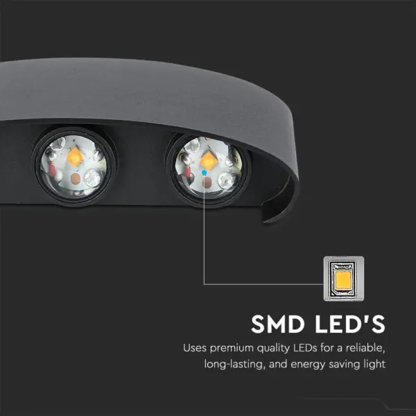 Φωτιστικό Τοίχου 7W LED Up-Down Μαύρο V-TAC IP65 Θερμό Λευκό 3000K – 218619