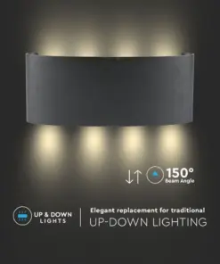 Φωτιστικό Τοίχου 7W LED Up-Down Μαύρο V-TAC IP65 Θερμό Λευκό 3000K – 218619
