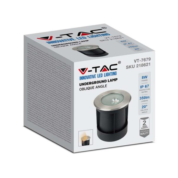LED Χωνευτό Φωτιστικό COB 8W  Αδιάβροχο IP67 4000K Νίκελ Ματ V-TAC – 218621